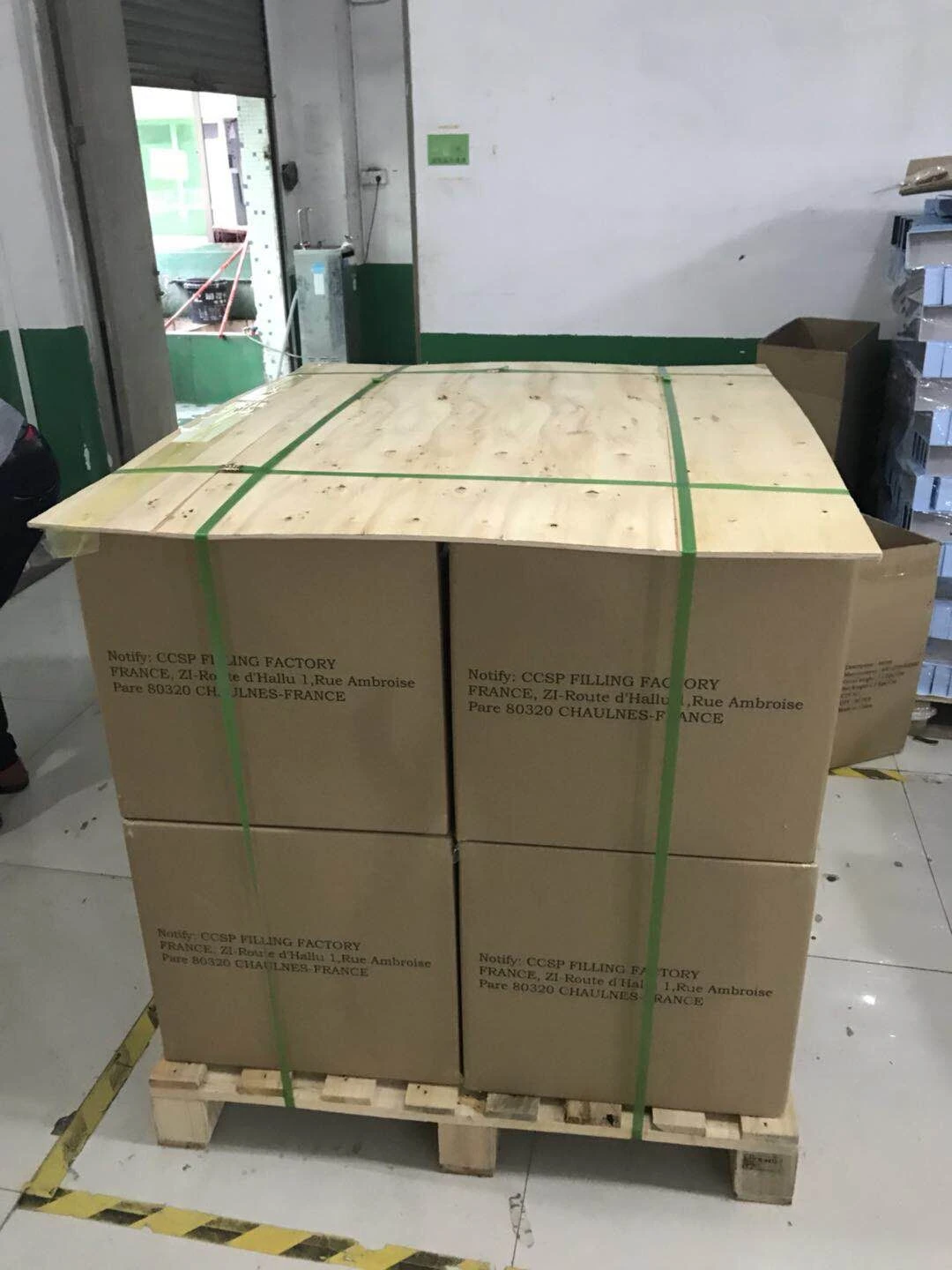 Finished custom packaging prepared in export cartons