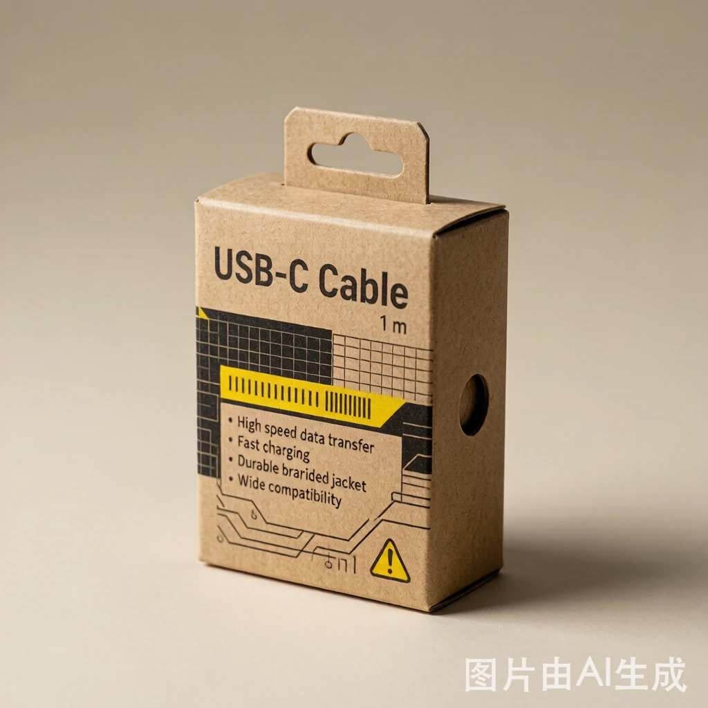 Electronics accessory box for USB-C cable