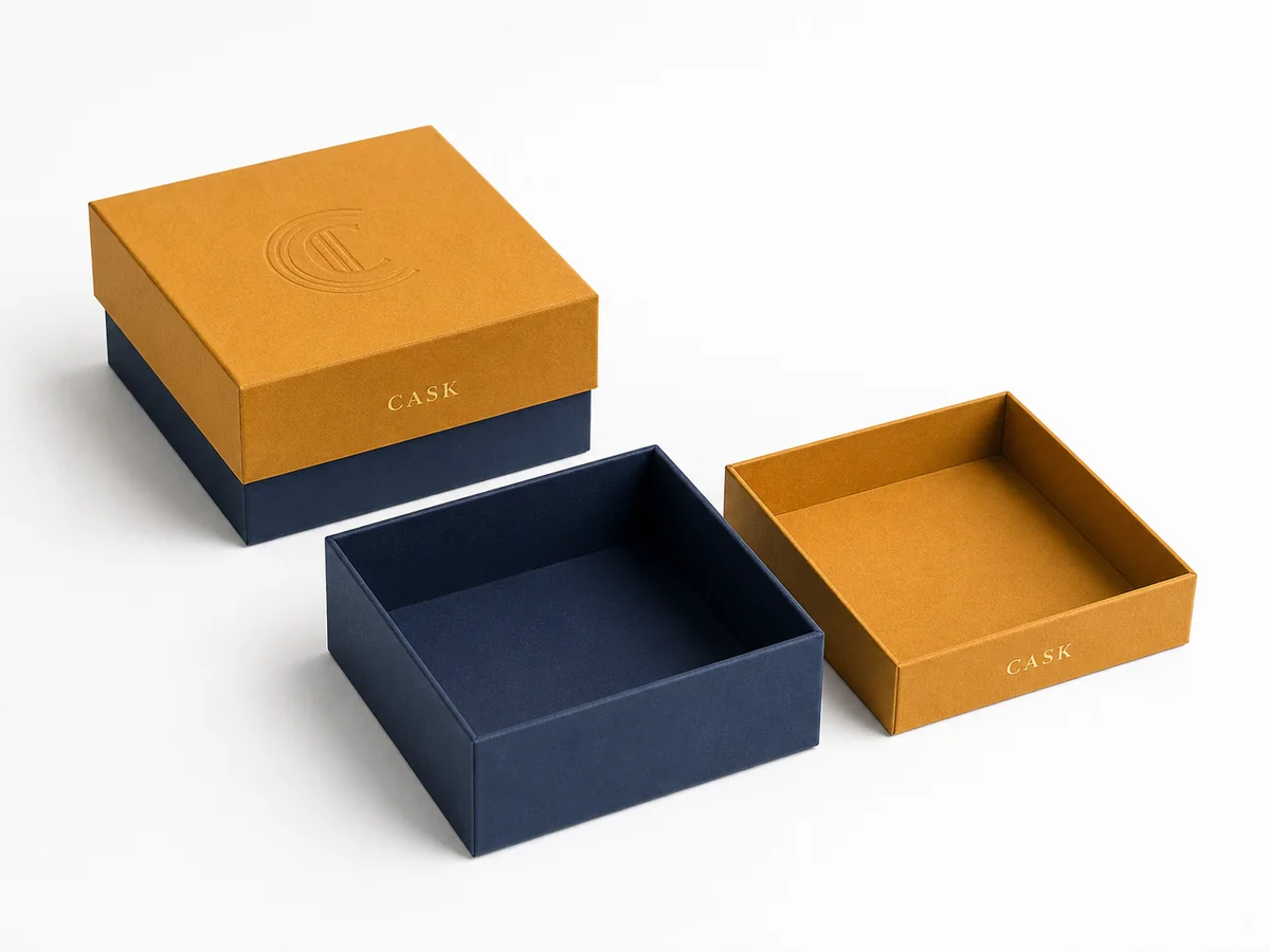 Two-piece rigid lid and base gift boxes