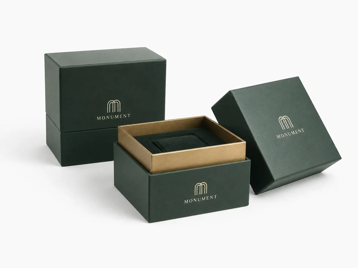 Rigid box with projecting inner neck, outer base and lift-off lid