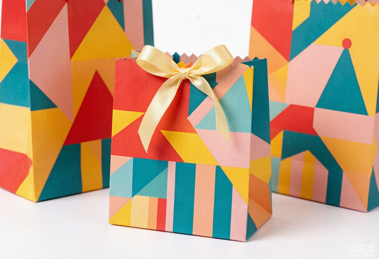 Black gift bag with satin ribbon and silver emblem
