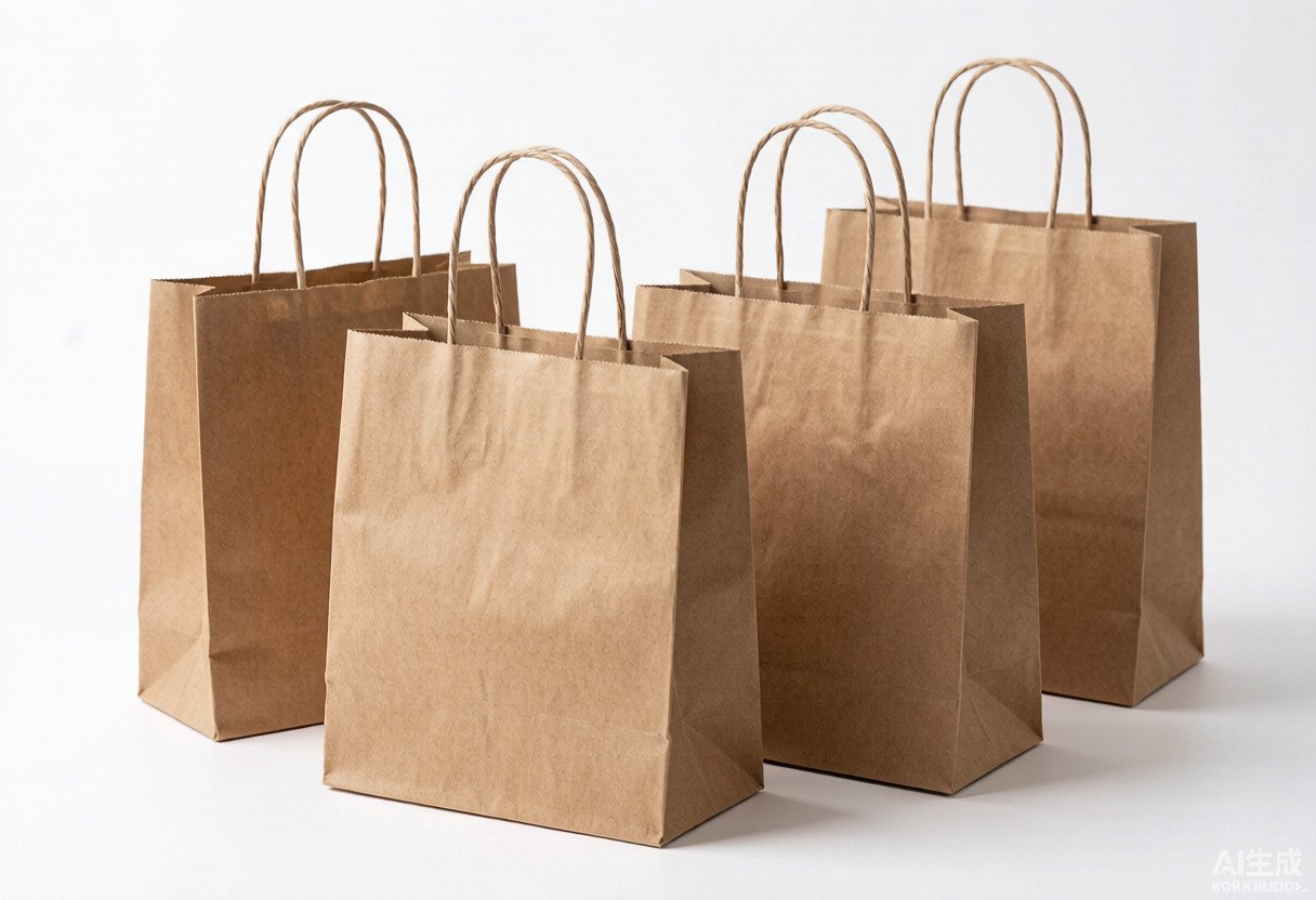 Kraft paper bag with botanical logo print