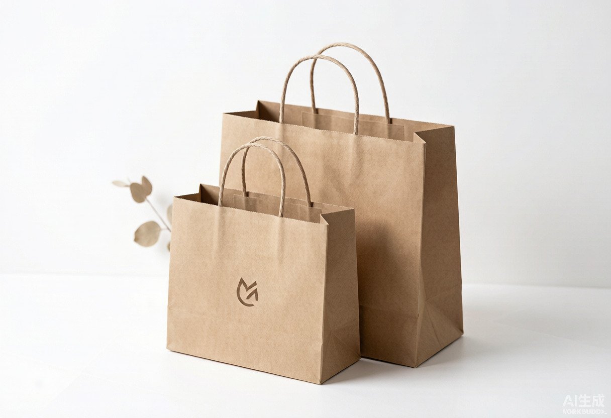 Merchandise carrier bag with geometric print