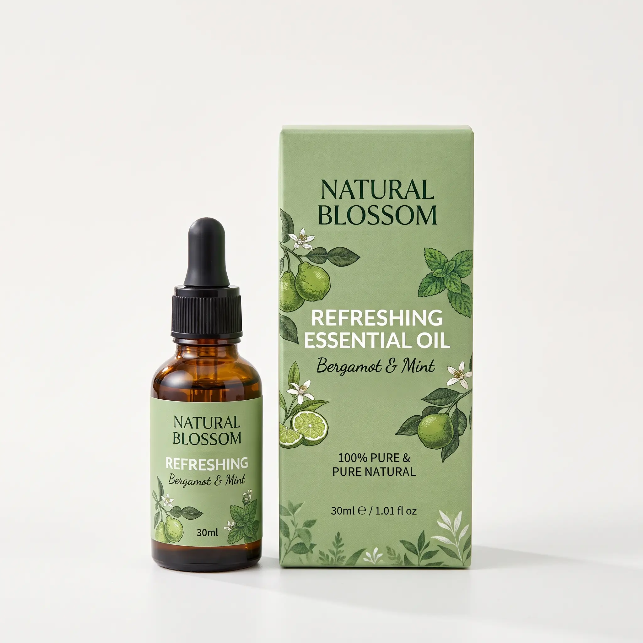 Essential oil dropper bottles with custom box
